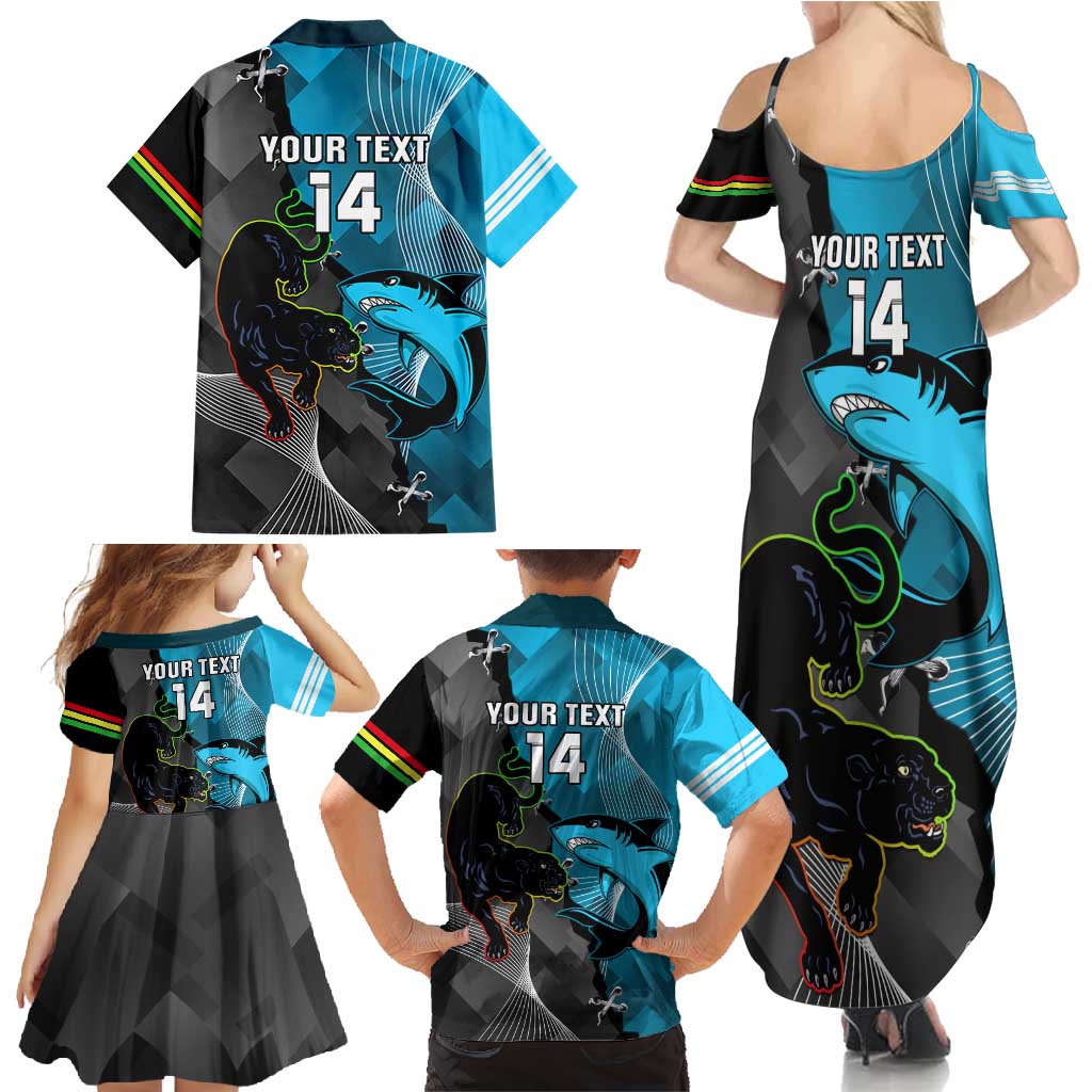 Custom NRL Panthers And Sharks Rugby 2024 Family Matching Summer Maxi Dress and Hawaiian Shirt Go Champions Dynamic Version