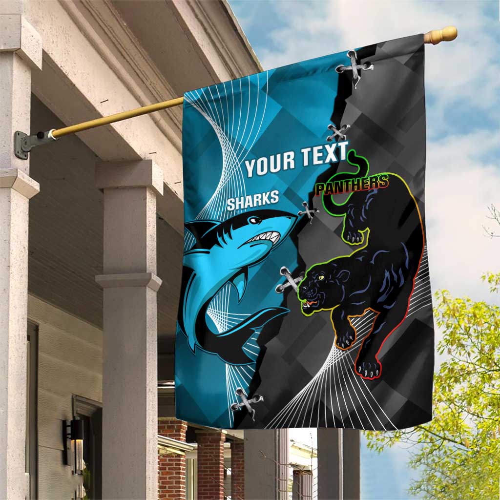 Custom NRL Panthers And Sharks Rugby 2024 Garden Flag Go Champions Dynamic Version