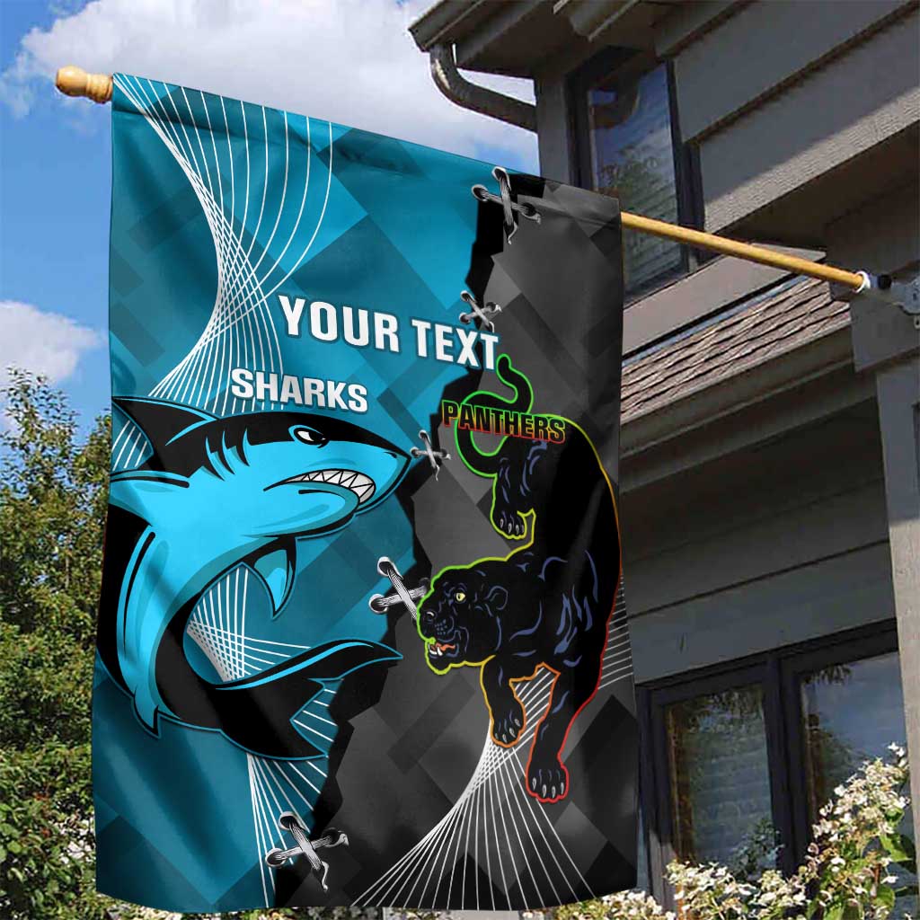 Custom NRL Panthers And Sharks Rugby 2024 Garden Flag Go Champions Dynamic Version