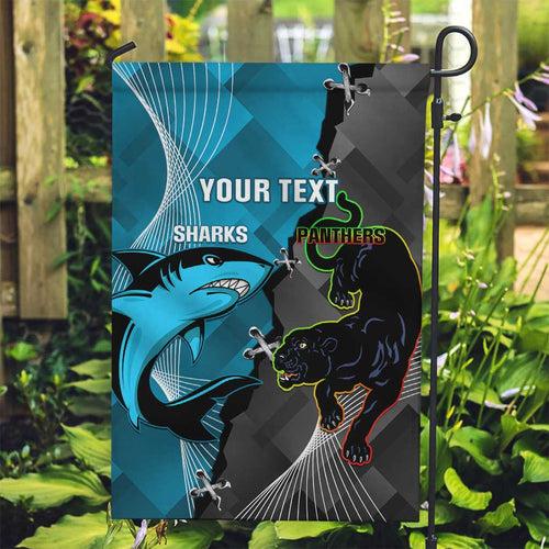 Custom NRL Panthers And Sharks Rugby 2024 Garden Flag Go Champions Dynamic Version