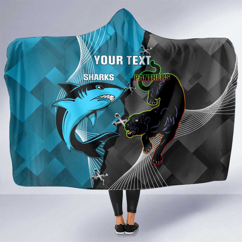 Custom NRL Panthers And Sharks Rugby 2024 Hooded Blanket Go Champions Dynamic Version