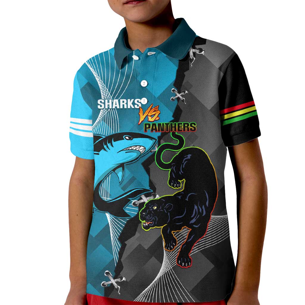 Custom NRL Panthers And Sharks Rugby 2024 Kid Polo Shirt Go Champions Dynamic Version