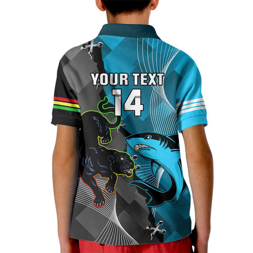 Custom NRL Panthers And Sharks Rugby 2024 Kid Polo Shirt Go Champions Dynamic Version