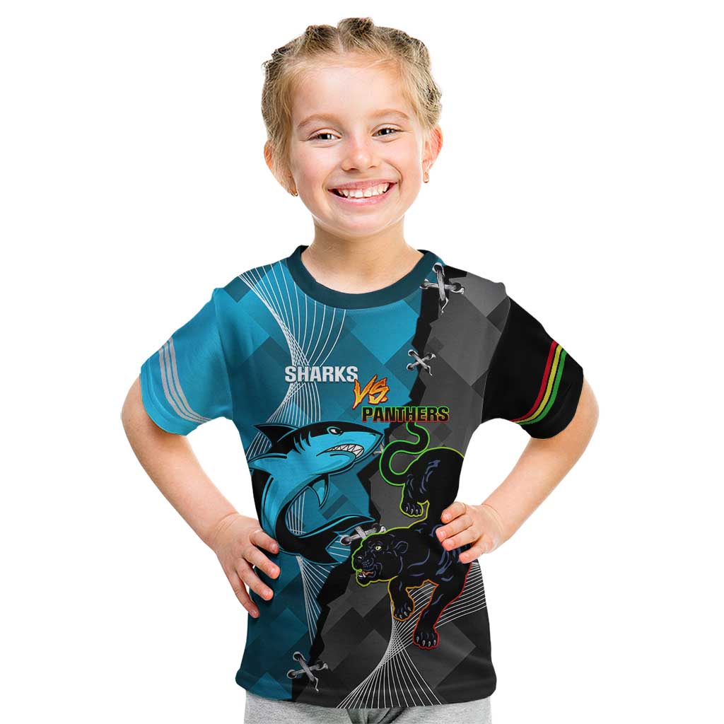 Custom NRL Panthers And Sharks Rugby 2024 Kid T Shirt Go Champions Dynamic Version
