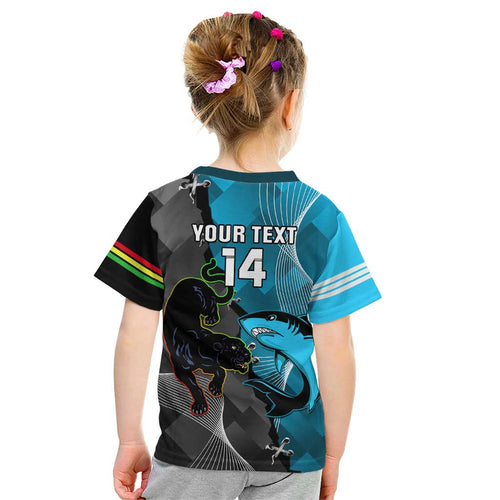 Custom NRL Panthers And Sharks Rugby 2024 Kid T Shirt Go Champions Dynamic Version