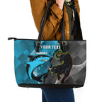 Custom NRL Panthers And Sharks Rugby 2024 Leather Tote Bag Go Champions Dynamic Version