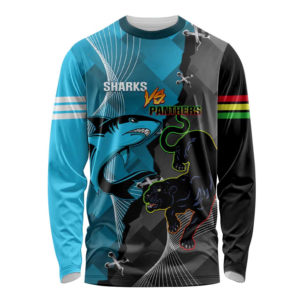 Custom NRL Panthers And Sharks Rugby 2024 Long Sleeve Shirt Go Champions Dynamic Version