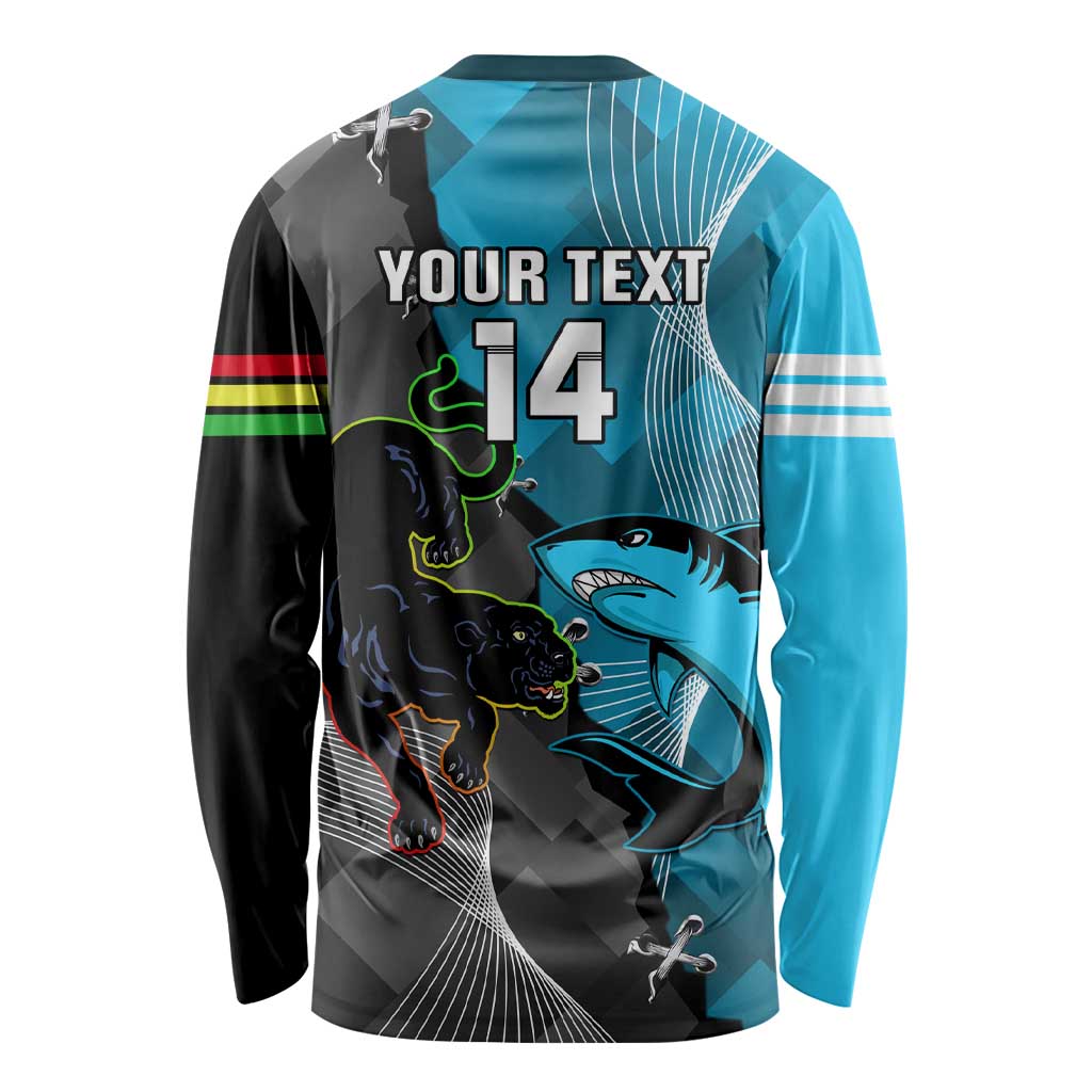 Custom NRL Panthers And Sharks Rugby 2024 Long Sleeve Shirt Go Champions Dynamic Version