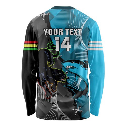 Custom NRL Panthers And Sharks Rugby 2024 Long Sleeve Shirt Go Champions Dynamic Version