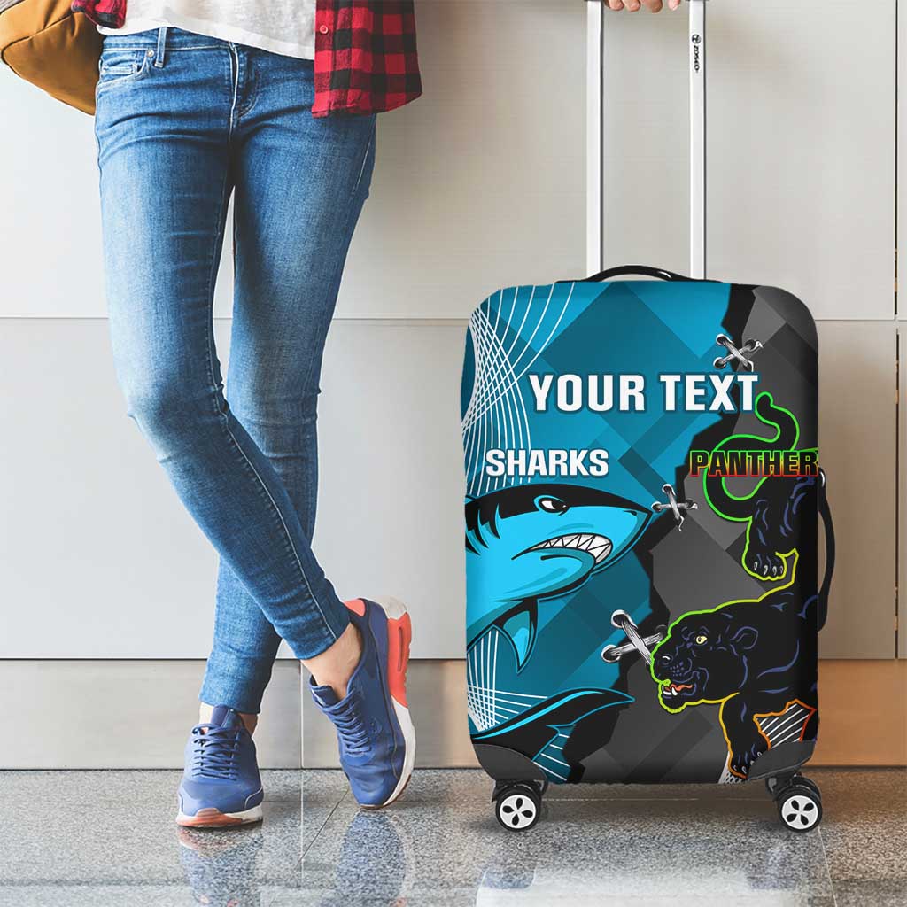 Custom NRL Panthers And Sharks Rugby 2024 Luggage Cover Go Champions Dynamic Version