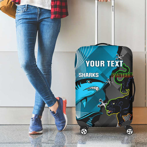 Custom NRL Panthers And Sharks Rugby 2024 Luggage Cover Go Champions Dynamic Version