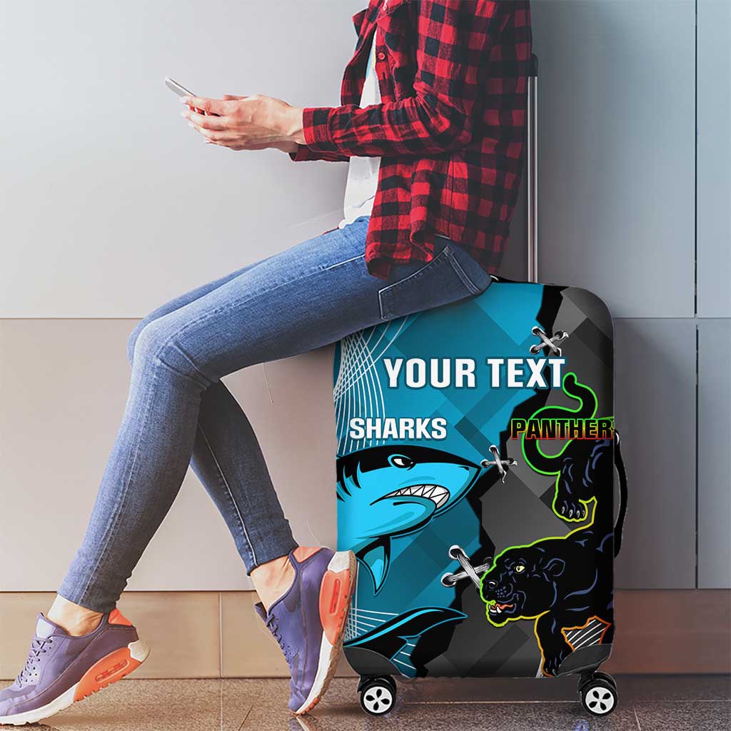 Custom NRL Panthers And Sharks Rugby 2024 Luggage Cover Go Champions Dynamic Version