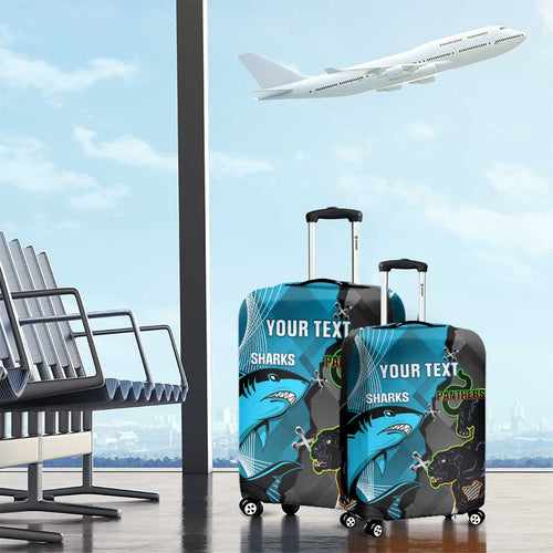 Custom NRL Panthers And Sharks Rugby 2024 Luggage Cover Go Champions Dynamic Version