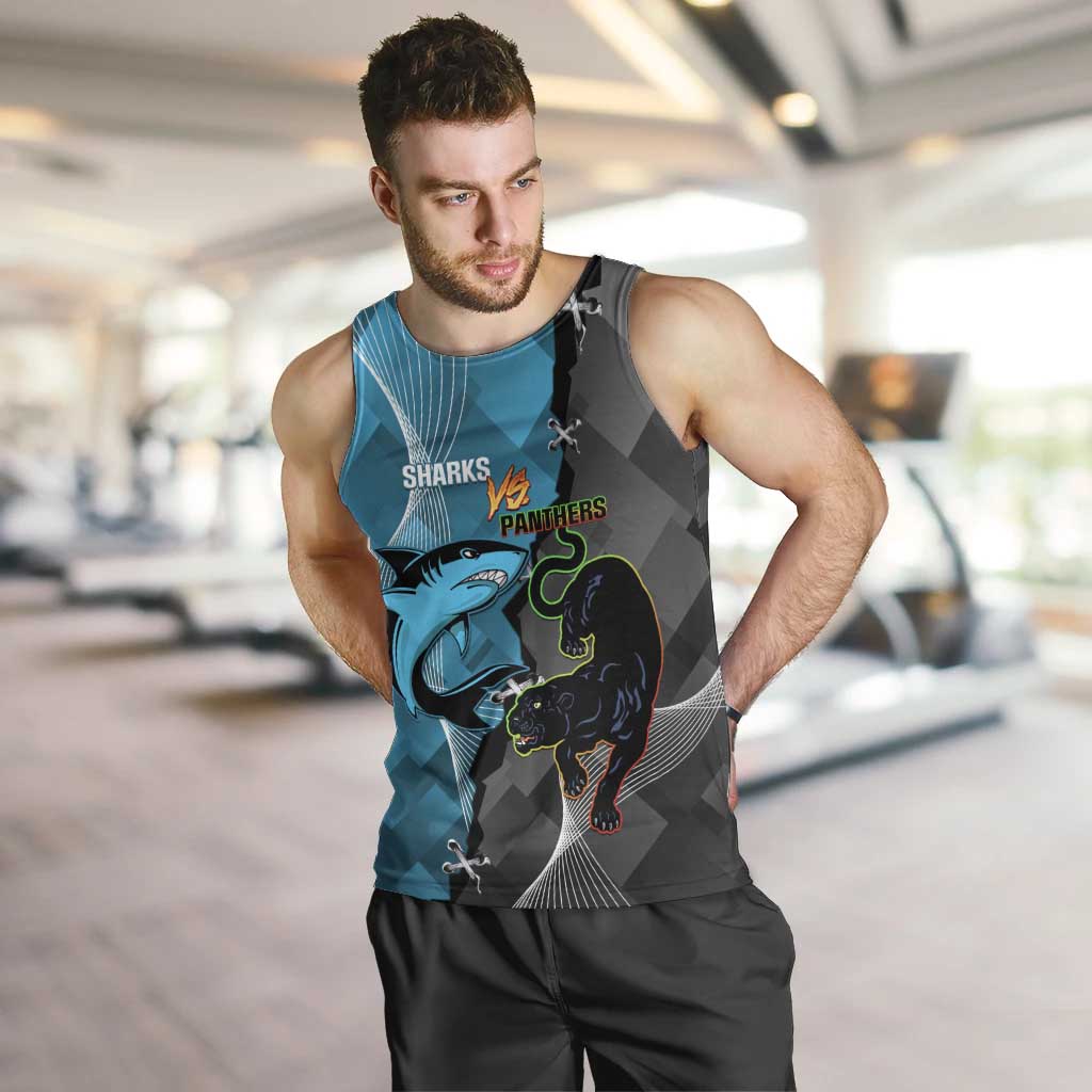Custom NRL Panthers And Sharks Rugby 2024 Men Tank Top Go Champions Dynamic Version