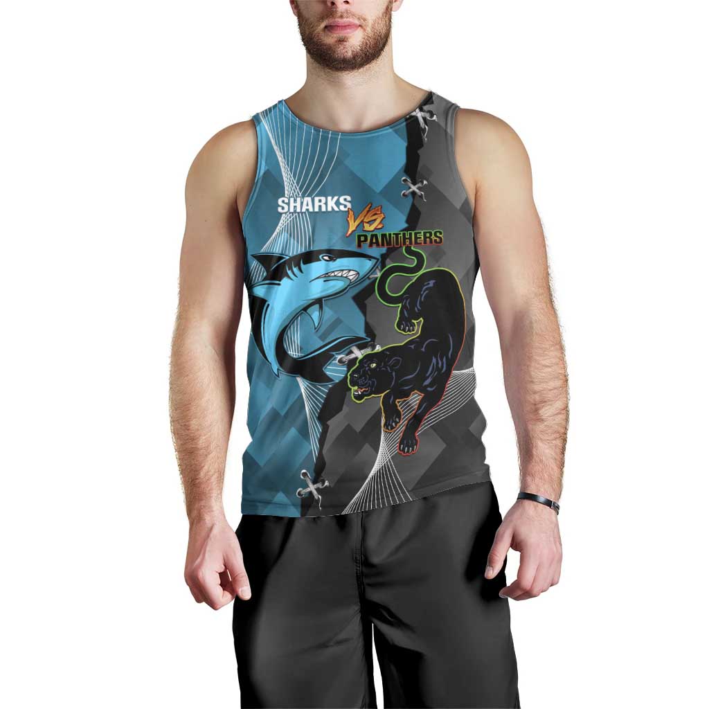 Custom NRL Panthers And Sharks Rugby 2024 Men Tank Top Go Champions Dynamic Version
