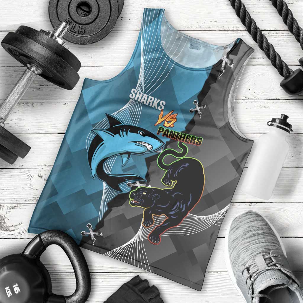 Custom NRL Panthers And Sharks Rugby 2024 Men Tank Top Go Champions Dynamic Version