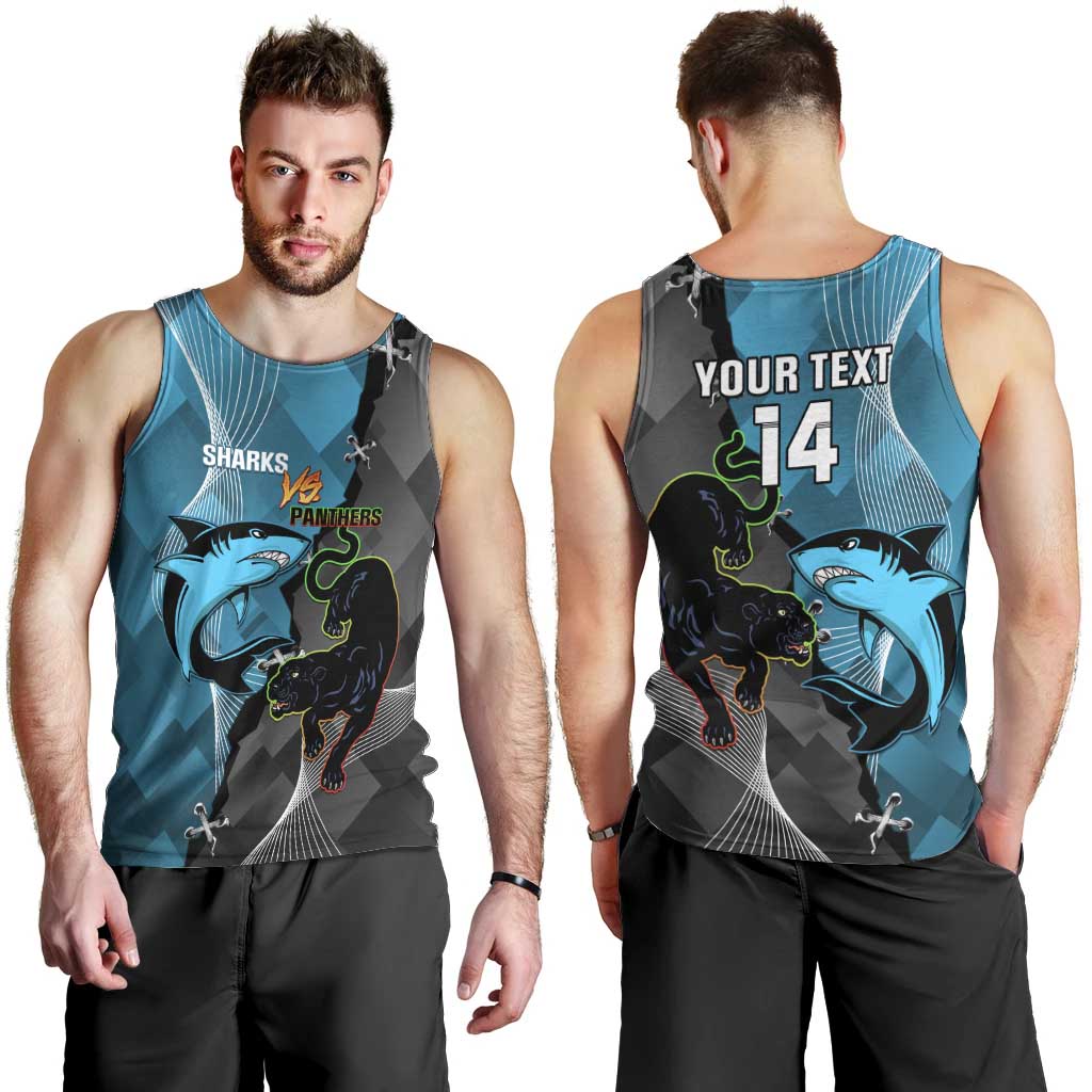 Custom NRL Panthers And Sharks Rugby 2024 Men Tank Top Go Champions Dynamic Version