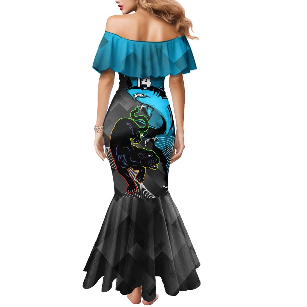 Custom NRL Panthers And Sharks Rugby 2024 Mermaid Dress Go Champions Dynamic Version