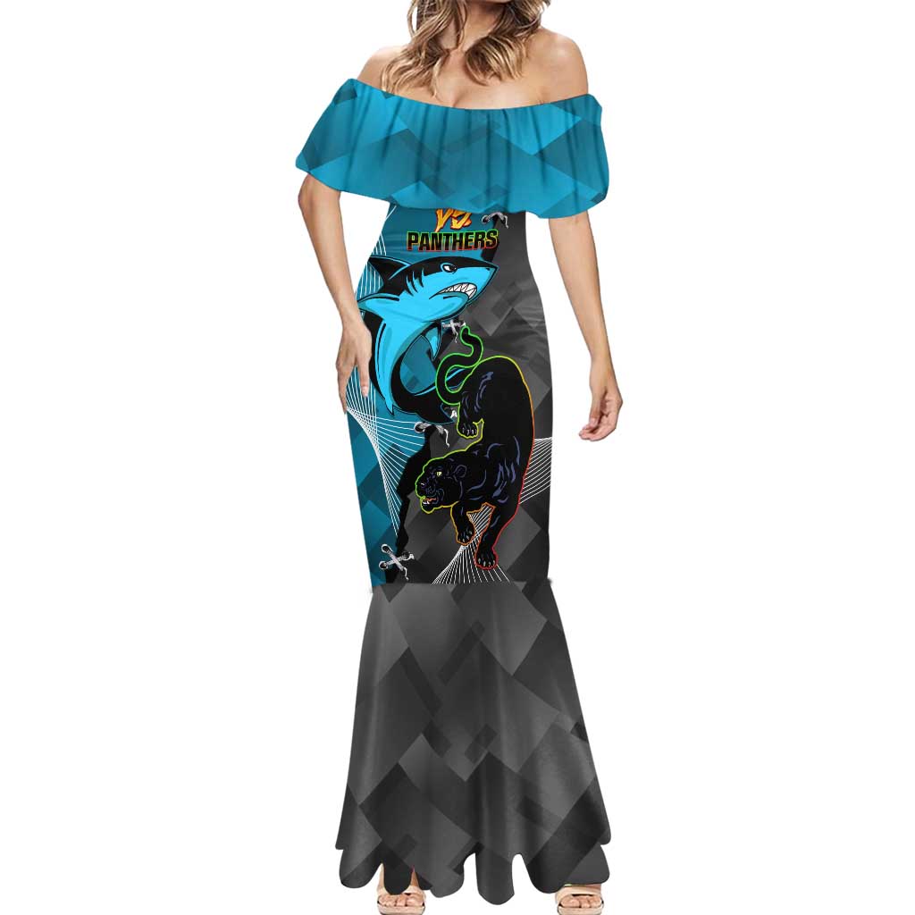 Custom NRL Panthers And Sharks Rugby 2024 Mermaid Dress Go Champions Dynamic Version