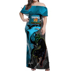 Custom NRL Panthers And Sharks Rugby 2024 Off Shoulder Maxi Dress Go Champions Dynamic Version
