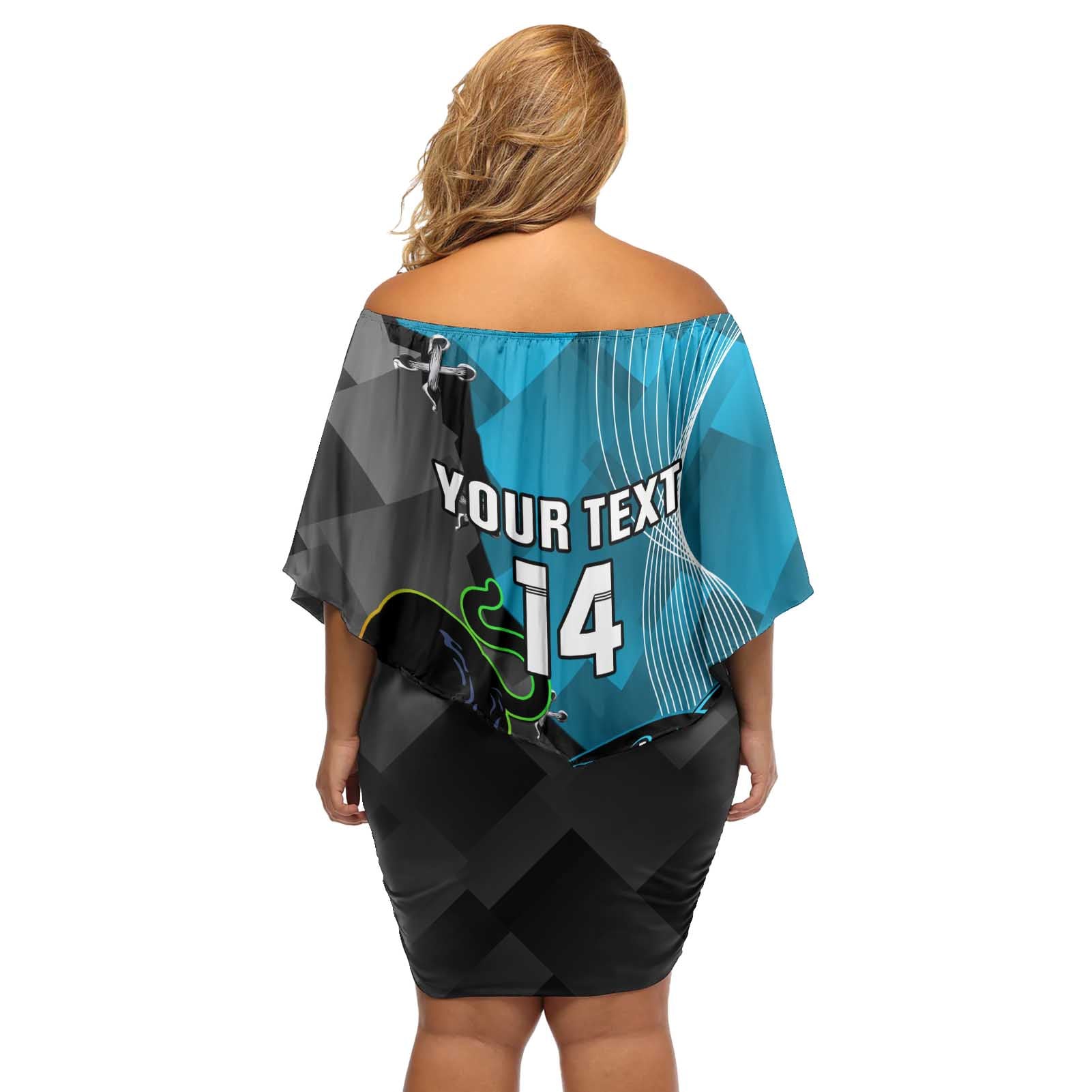 Custom NRL Panthers And Sharks Rugby 2024 Off Shoulder Short Dress Go Champions Dynamic Version
