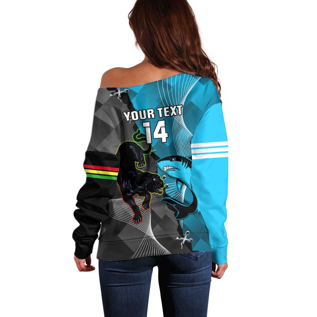 Custom NRL Panthers And Sharks Rugby 2024 Off Shoulder Sweater Go Champions Dynamic Version