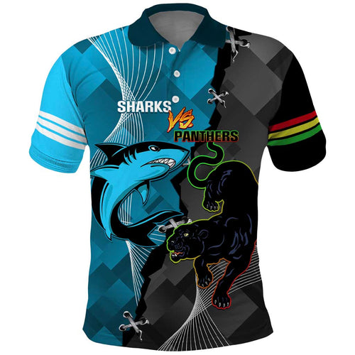 Custom NRL Panthers And Sharks Rugby 2024 Polo Shirt Go Champions Dynamic Version