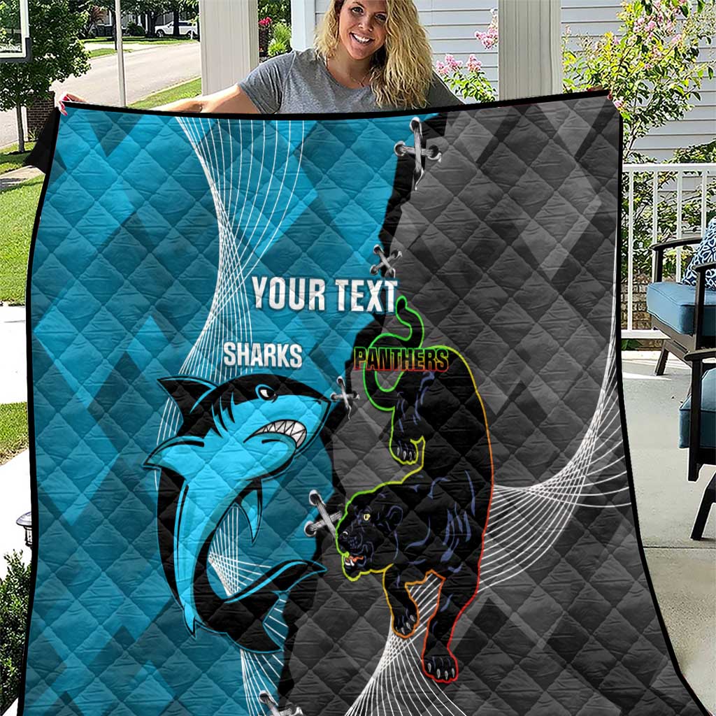 Custom NRL Panthers And Sharks Rugby 2024 Quilt Go Champions Dynamic Version