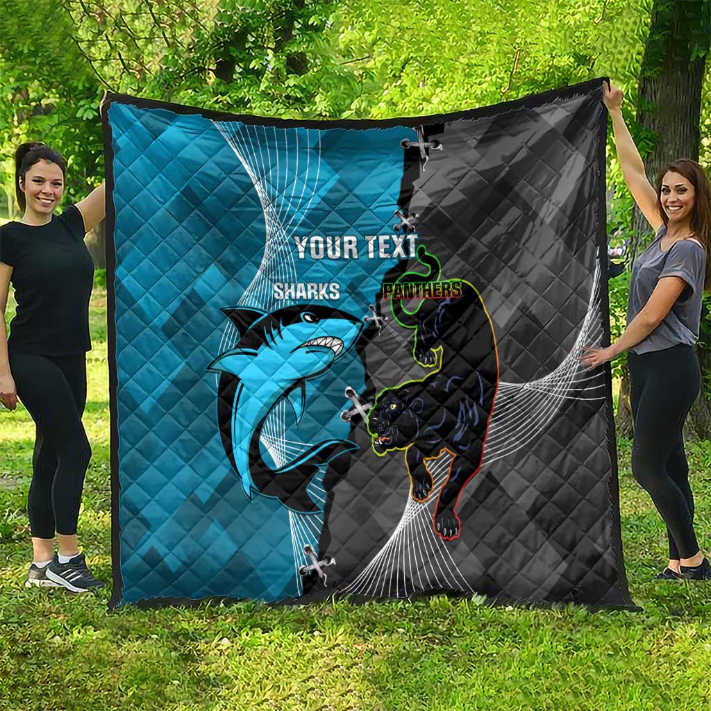 Custom NRL Panthers And Sharks Rugby 2024 Quilt Go Champions Dynamic Version