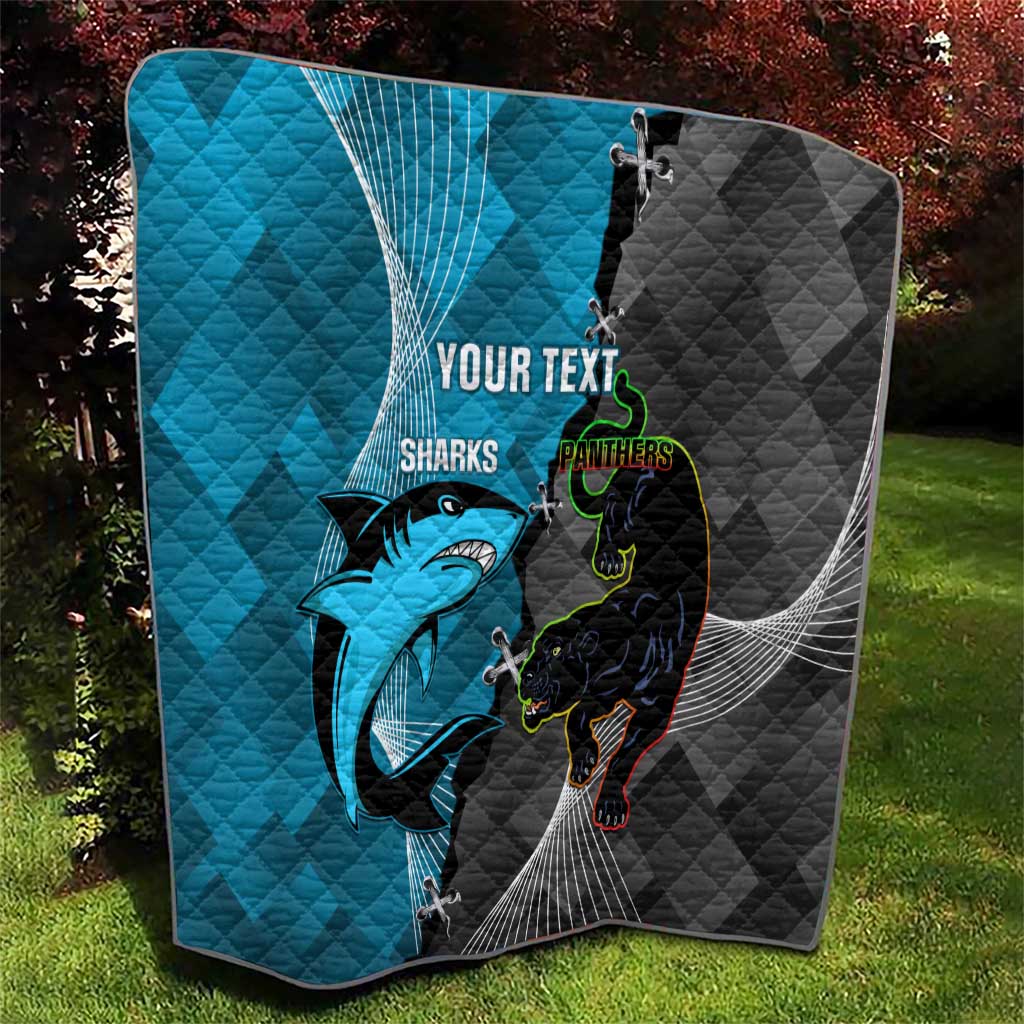 Custom NRL Panthers And Sharks Rugby 2024 Quilt Go Champions Dynamic Version