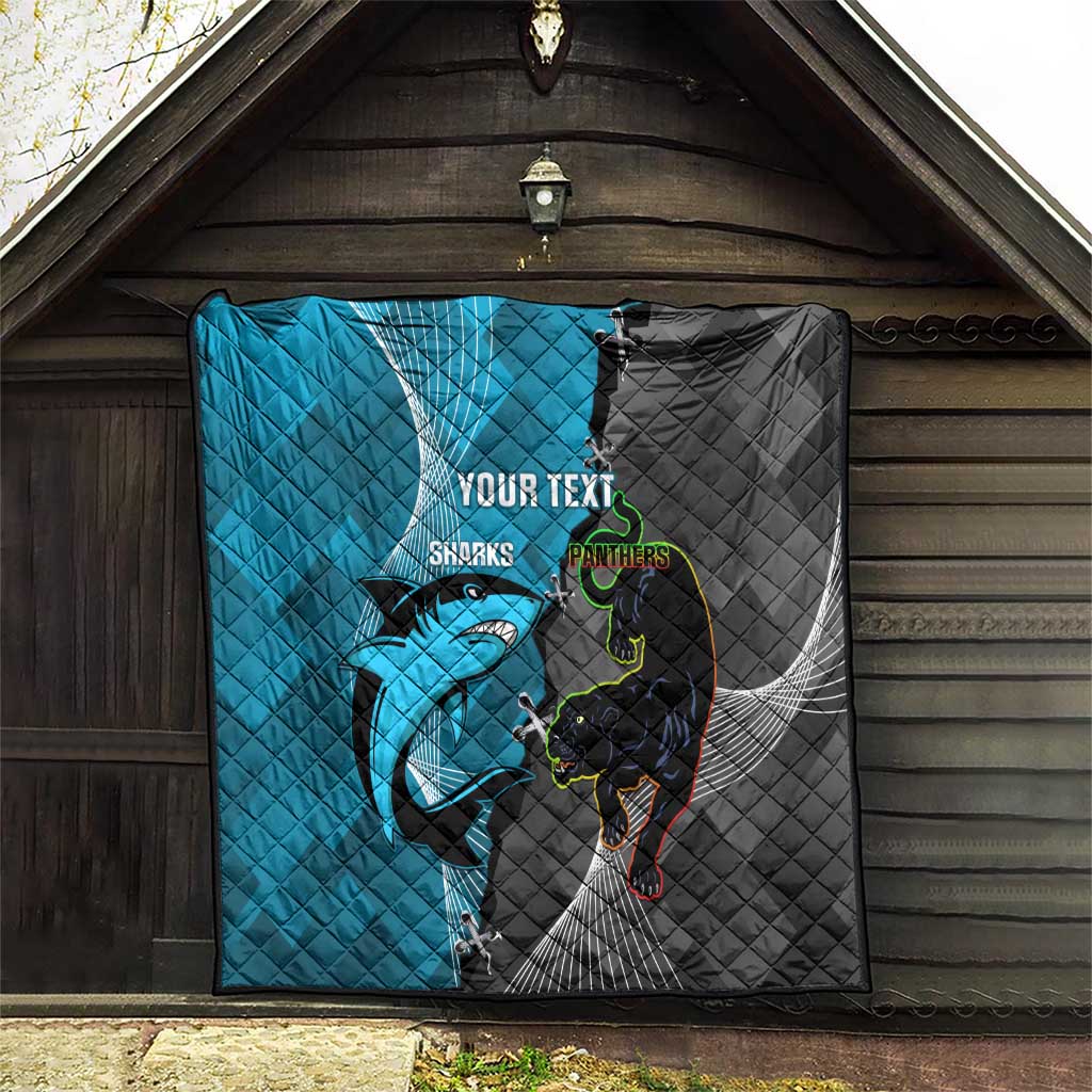 Custom NRL Panthers And Sharks Rugby 2024 Quilt Go Champions Dynamic Version