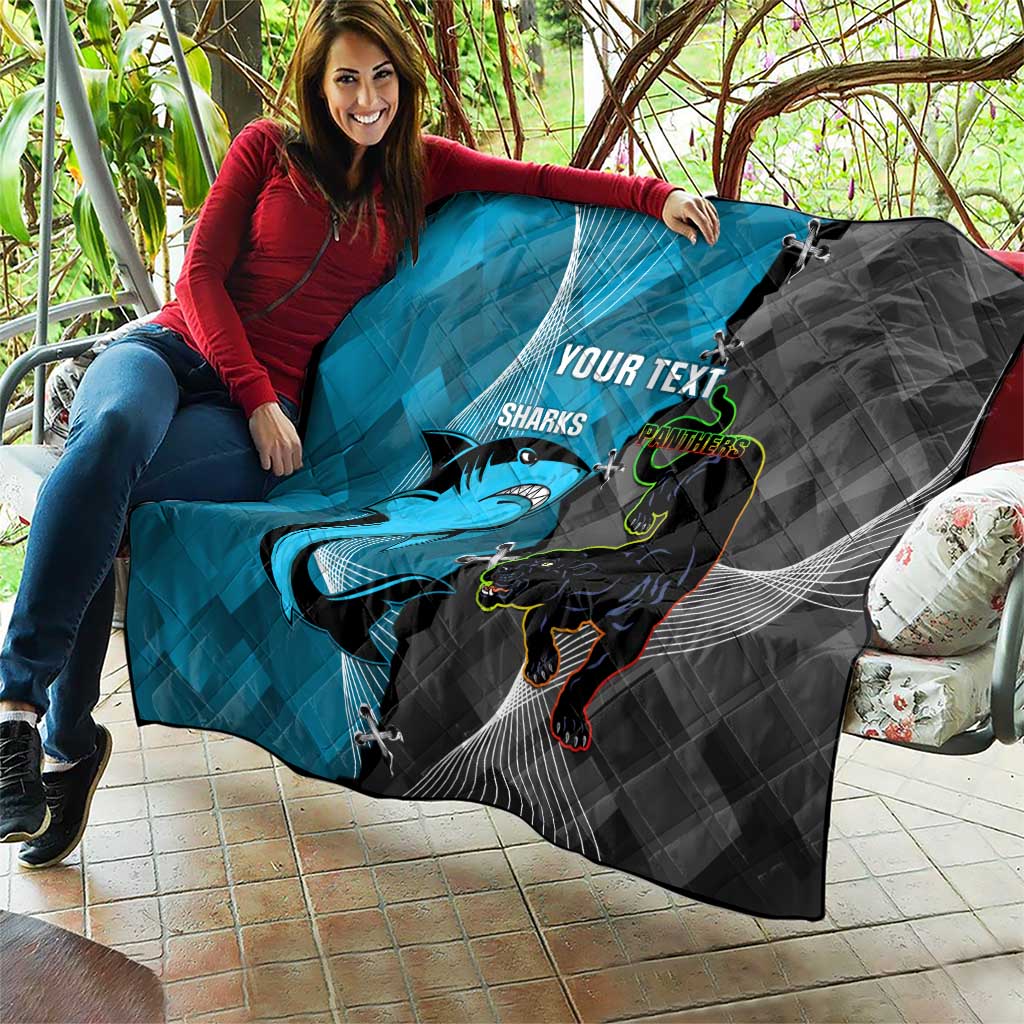 Custom NRL Panthers And Sharks Rugby 2024 Quilt Go Champions Dynamic Version