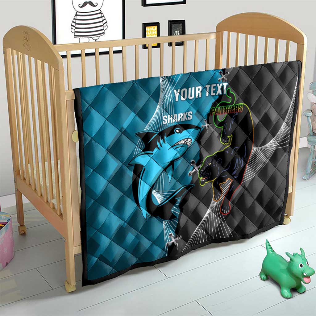 Custom NRL Panthers And Sharks Rugby 2024 Quilt Go Champions Dynamic Version