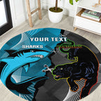 Custom NRL Panthers And Sharks Rugby 2024 Round Carpet Go Champions Dynamic Version