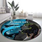 Custom NRL Panthers And Sharks Rugby 2024 Round Carpet Go Champions Dynamic Version