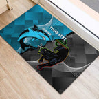 Custom NRL Panthers And Sharks Rugby 2024 Rubber Doormat Go Champions Dynamic Version
