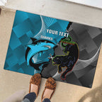 Custom NRL Panthers And Sharks Rugby 2024 Rubber Doormat Go Champions Dynamic Version