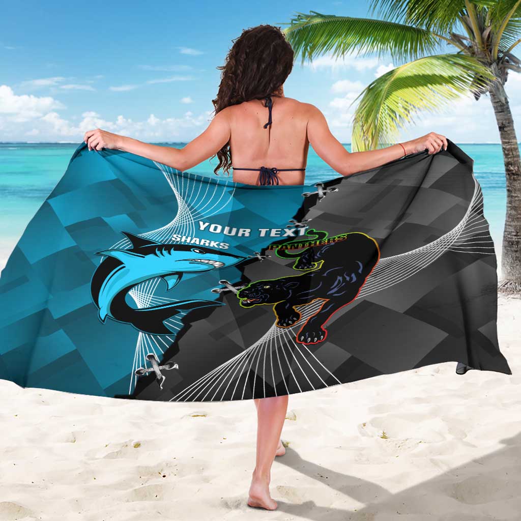 Custom NRL Panthers And Sharks Rugby 2024 Sarong Go Champions Dynamic Version