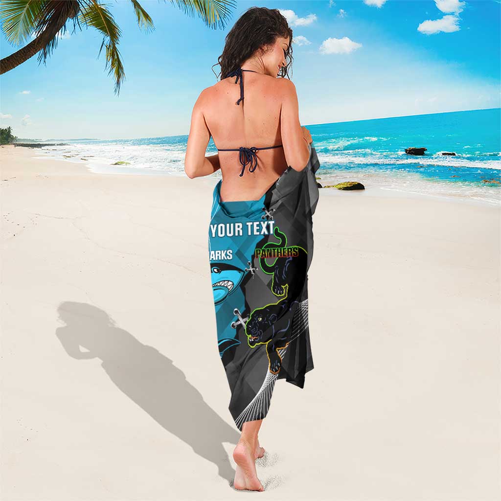 Custom NRL Panthers And Sharks Rugby 2024 Sarong Go Champions Dynamic Version