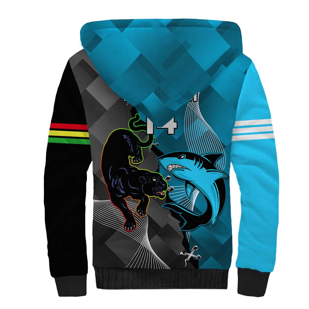 Custom NRL Panthers And Sharks Rugby 2024 Sherpa Hoodie Go Champions Dynamic Version