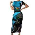Custom NRL Panthers And Sharks Rugby 2024 Short Sleeve Bodycon Dress Go Champions Dynamic Version