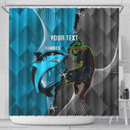Custom NRL Panthers And Sharks Rugby 2024 Shower Curtain Go Champions Dynamic Version