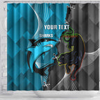 Custom NRL Panthers And Sharks Rugby 2024 Shower Curtain Go Champions Dynamic Version