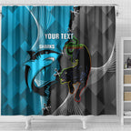 Custom NRL Panthers And Sharks Rugby 2024 Shower Curtain Go Champions Dynamic Version