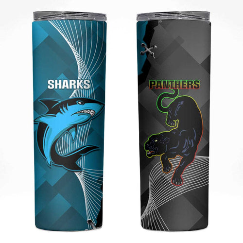 NRL Panthers And Sharks Rugby 2024 Skinny Tumbler Go Champions Dynamic Version