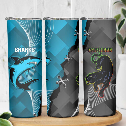 NRL Panthers And Sharks Rugby 2024 Skinny Tumbler Go Champions Dynamic Version
