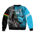 Custom NRL Panthers And Sharks Rugby 2024 Sleeve Zip Bomber Jacket Go Champions Dynamic Version