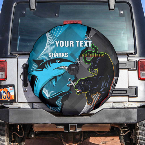 Custom NRL Panthers And Sharks Rugby 2024 Spare Tire Cover Go Champions Dynamic Version