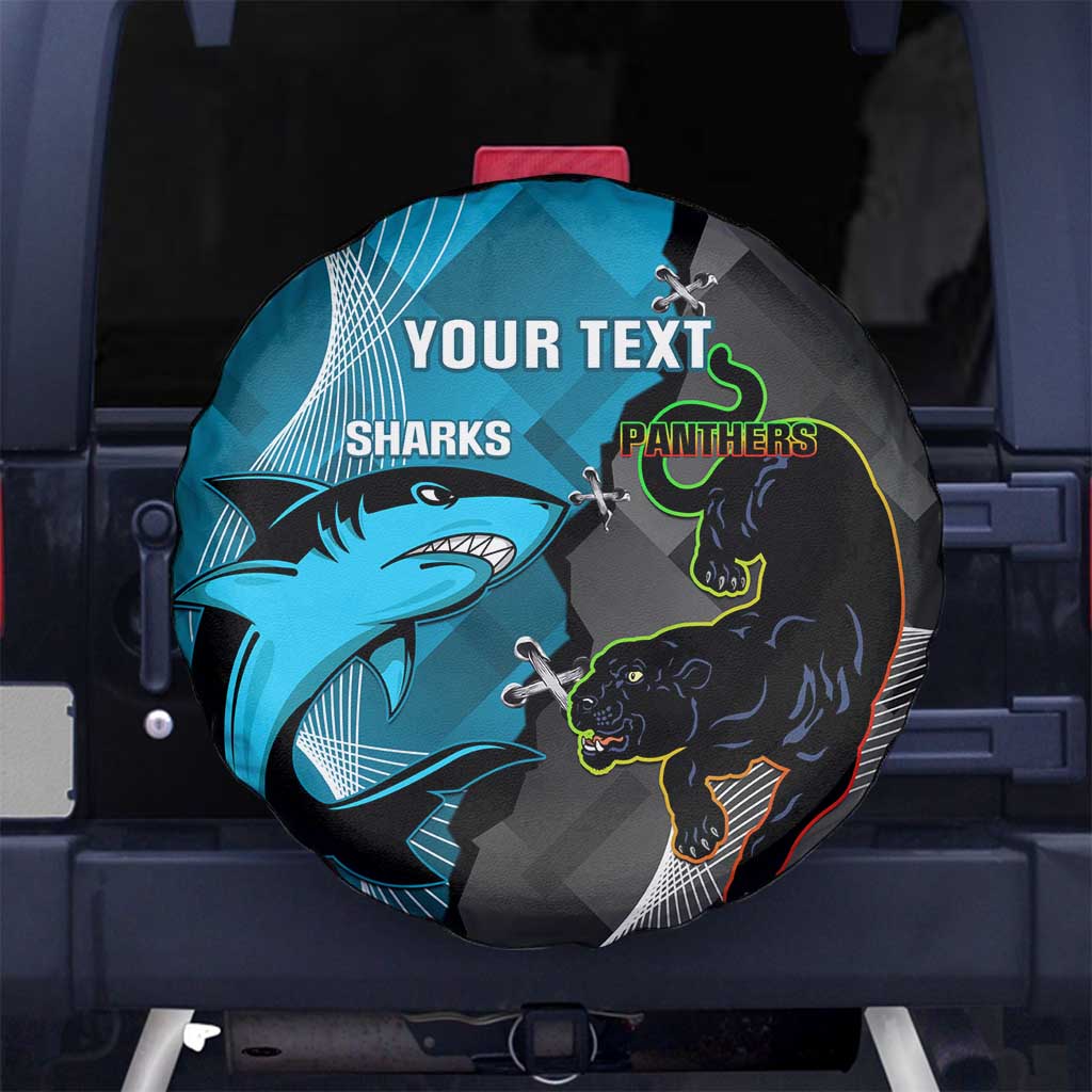 Custom NRL Panthers And Sharks Rugby 2024 Spare Tire Cover Go Champions Dynamic Version