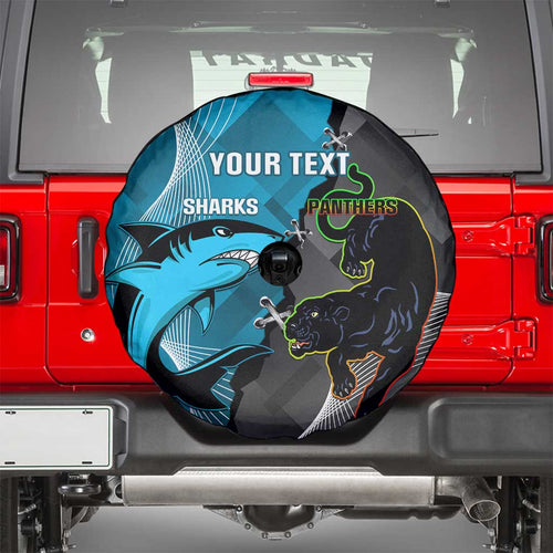 Custom NRL Panthers And Sharks Rugby 2024 Spare Tire Cover Go Champions Dynamic Version